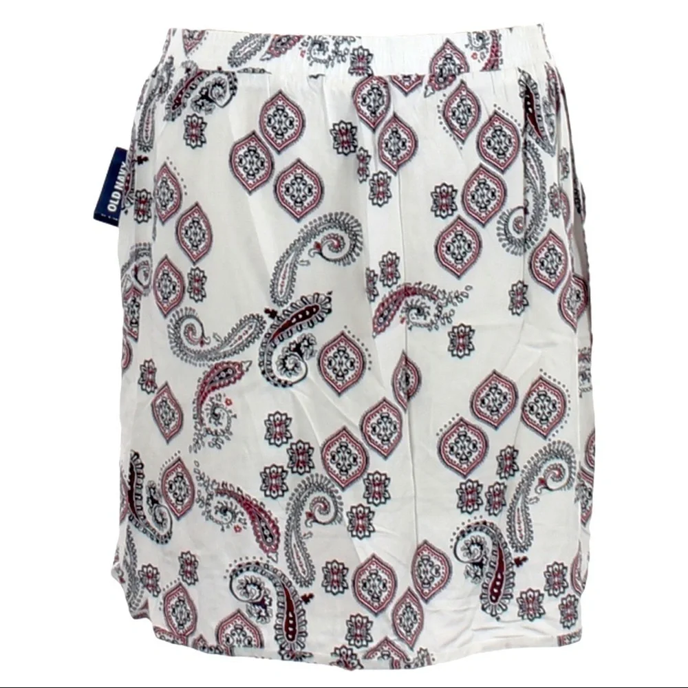 🌺 Old Navy White Paisley White Dolphin Hem Mini Skirt NWT Size L